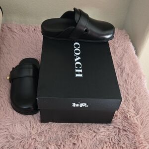 Coach Blake Black Leather Slip-On Shoes Clog